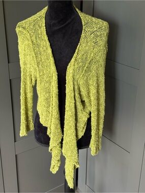 Baobei New York, L, Lime Green Open-Front Knit Cardigan, short in back, vintage